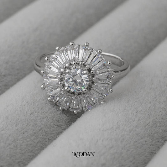 Round Bellerina Baguette Wedding Ring Cincin Bulat Balet Hypoallergenic Gold Plated