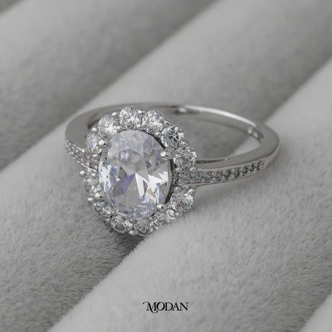 Oval Cut Pave Band Wedding Ring Cincin Oval Hypoallergenic Gold Plated
