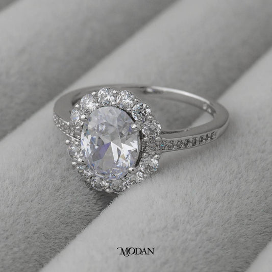 Oval Cut Pave Band Wedding Ring Cincin Oval Hypoallergenic Gold Plated