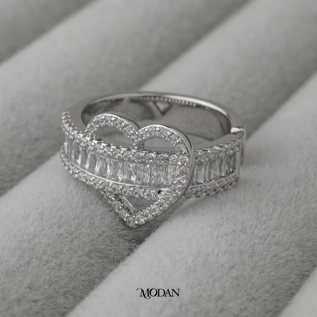 Romantic Heart Wrap Baguette Ring Cincin Hati Hypoallergenic Gold Plated