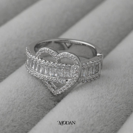Romantic Heart Wrap Baguette Ring Cincin Hati Hypoallergenic Gold Plated