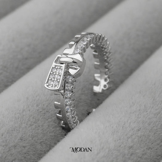 Belt Shaped Buckle Adjustable Ring Cincin Sabuk Hypoallergenic Gold Plated