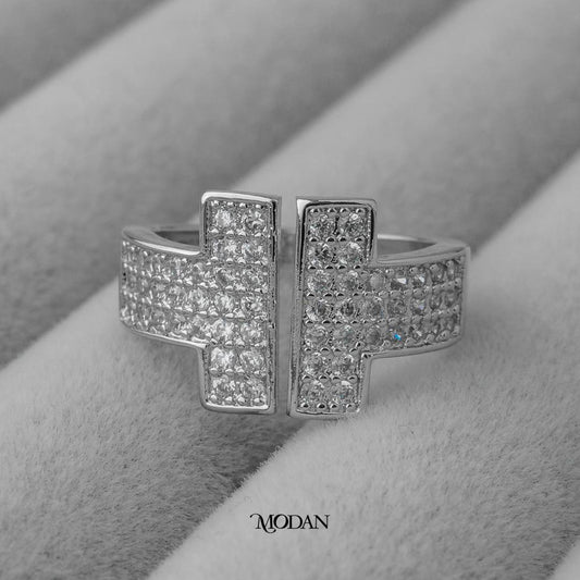 Geometric Double T Adjustable Ring Cincin Huruf T Ganda Hypoallergenic Gold Plated