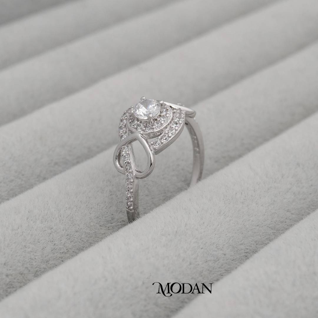 Aesthetic Wave Shank Solitaire Ring Cincin Gelombang Mata Satu Pesta Hypoallergenic Gold Plated