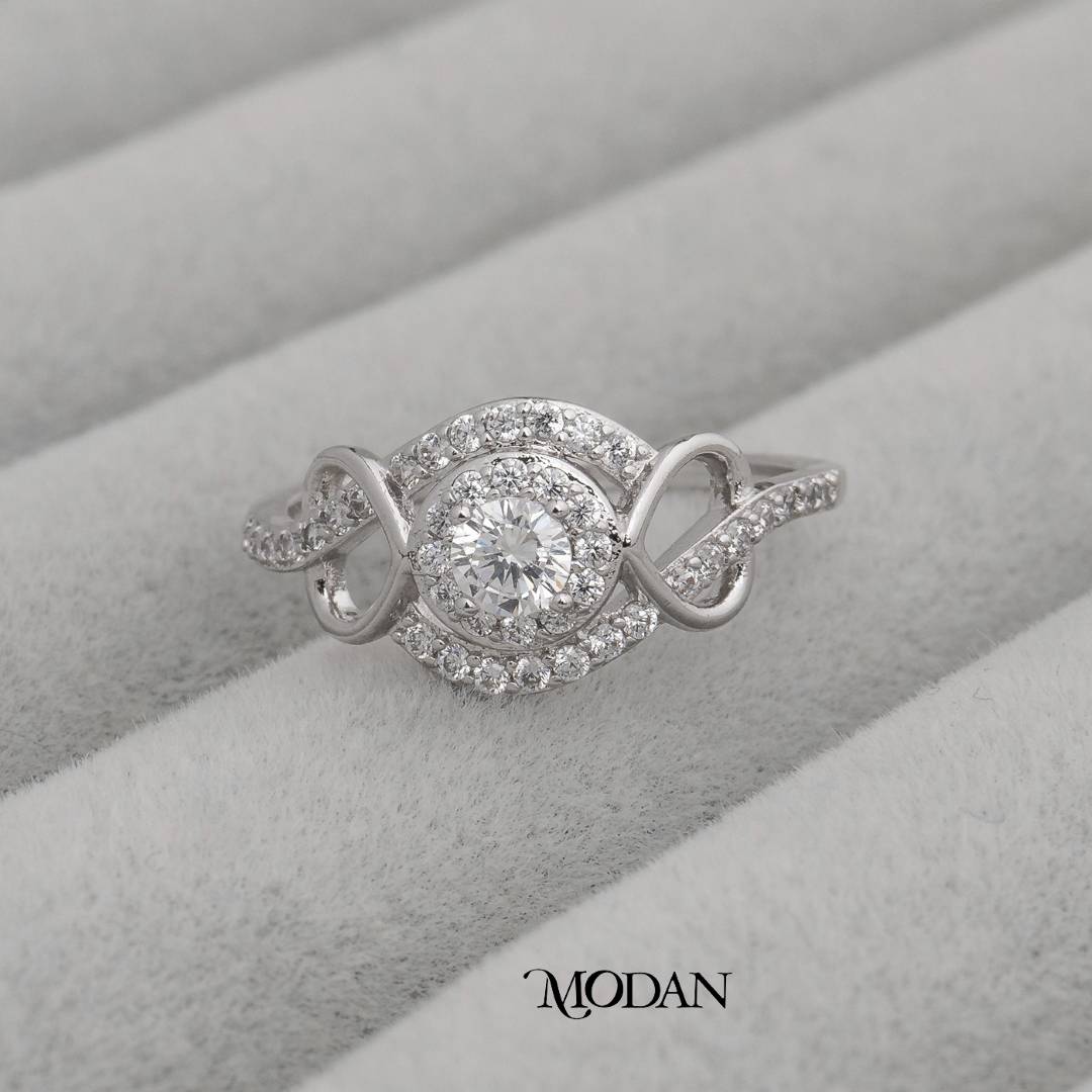 Aesthetic Wave Shank Solitaire Ring Cincin Gelombang Mata Satu Pesta Hypoallergenic Gold Plated