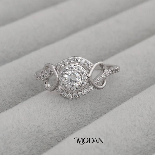 Aesthetic Wave Shank Solitaire Ring Cincin Gelombang Mata Satu Pesta Hypoallergenic Gold Plated