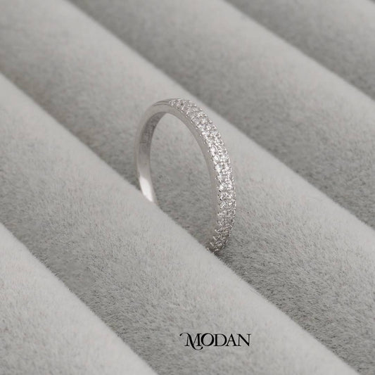 Classic Full Pave Eternity Band Ring Cincin Klasik Listring Hypoallergenic Gold Plated