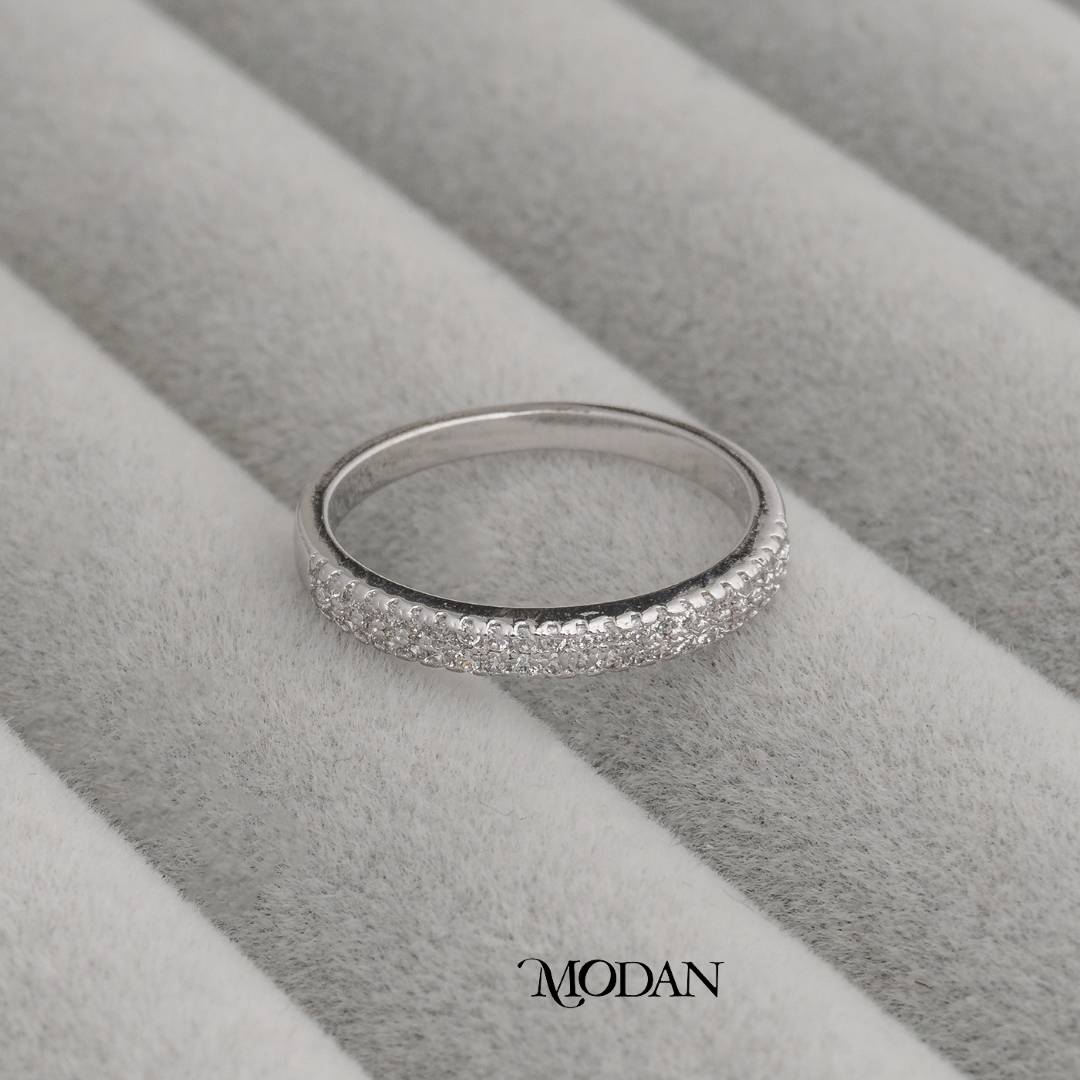 Classic Full Pave Eternity Band Ring Cincin Klasik Listring Hypoallergenic Gold Plated