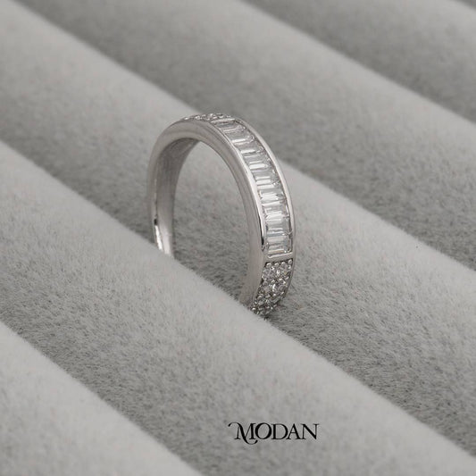 Sparkling Baguette Bar Ring Cincin Mata Persegi Panjang Hypoallergenic Gold Plated