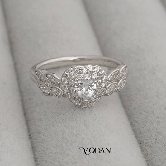 Radiant Heart Blossom Ring Cincin Hati Berkilau Hypoallergenic Gold Plated