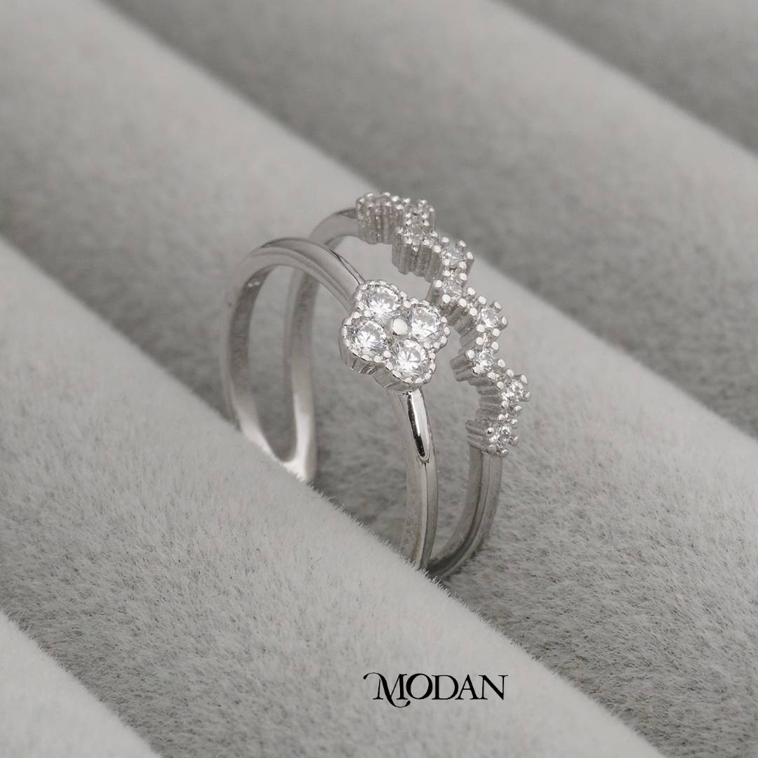 Cloverleaf Zig-Zag Ring Cincin Daun Semanggi Zig-Zag Hypoallergenic Gold Plated