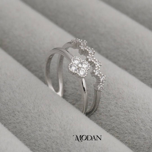 Cloverleaf Zig-Zag Ring Cincin Daun Semanggi Zig-Zag Hypoallergenic Gold Plated