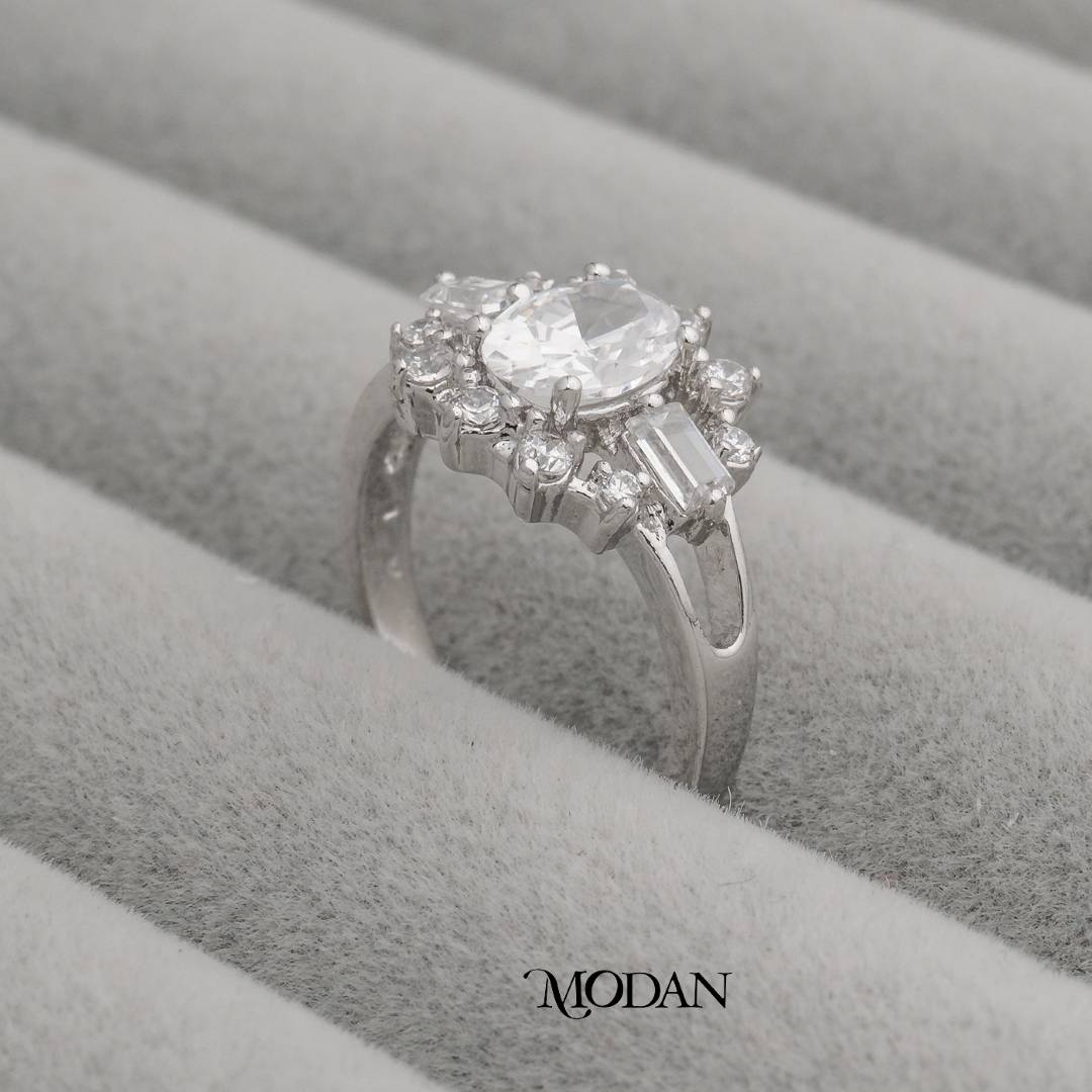 Solaris Radiant Mixed Cut Ring Cincin Kombinasi Bentuk Matahari Bersinar Hypoallergenic Gold Plated