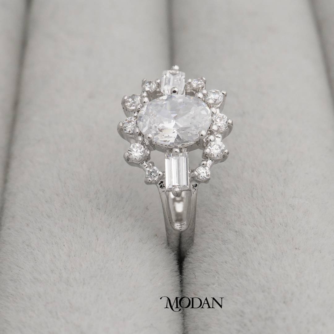 Solaris Radiant Mixed Cut Ring Cincin Kombinasi Bentuk Matahari Bersinar Hypoallergenic Gold Plated
