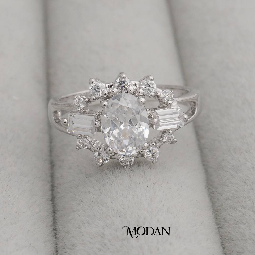 Solaris Radiant Mixed Cut Ring Cincin Kombinasi Bentuk Matahari Bersinar Hypoallergenic Gold Plated