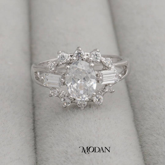 Solaris Radiant Mixed Cut Ring Cincin Kombinasi Bentuk Matahari Bersinar Hypoallergenic Gold Plated