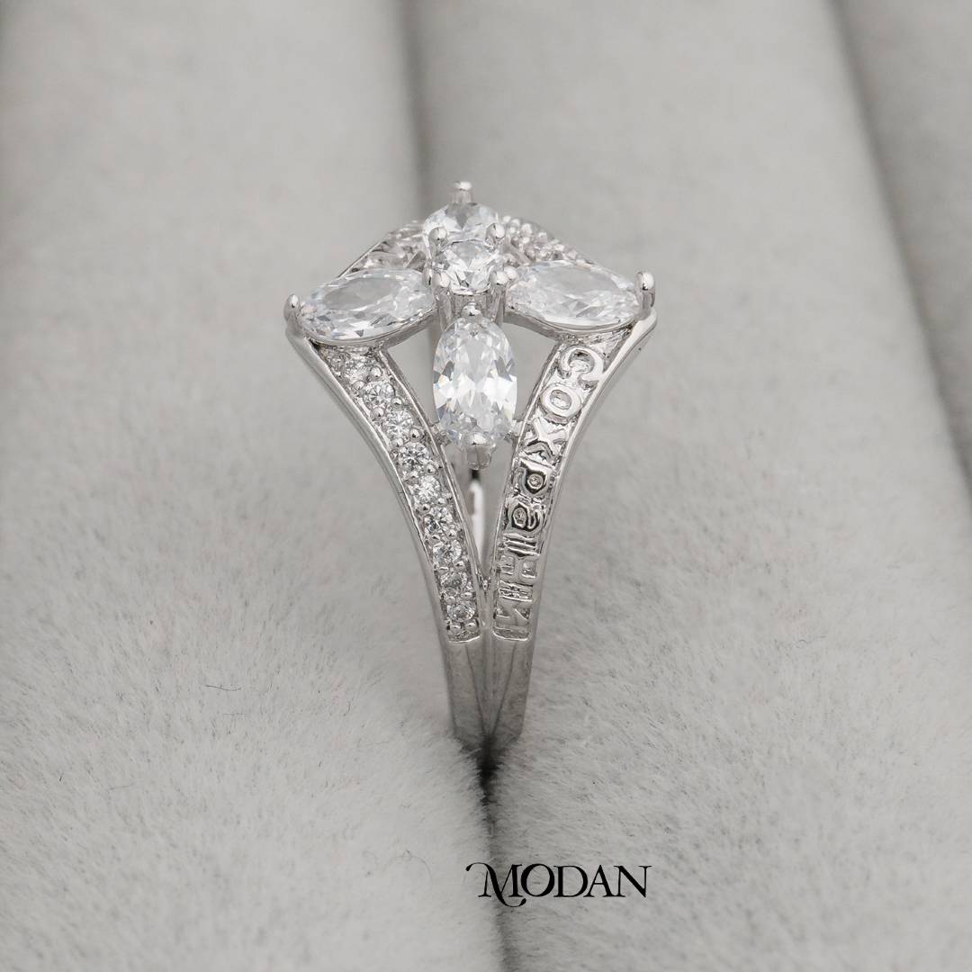 Starlight Marquise Lattice Ring Cincin Kisi-Kisi Marquise Chaya Bintang Hypoallergenic Gold Plated