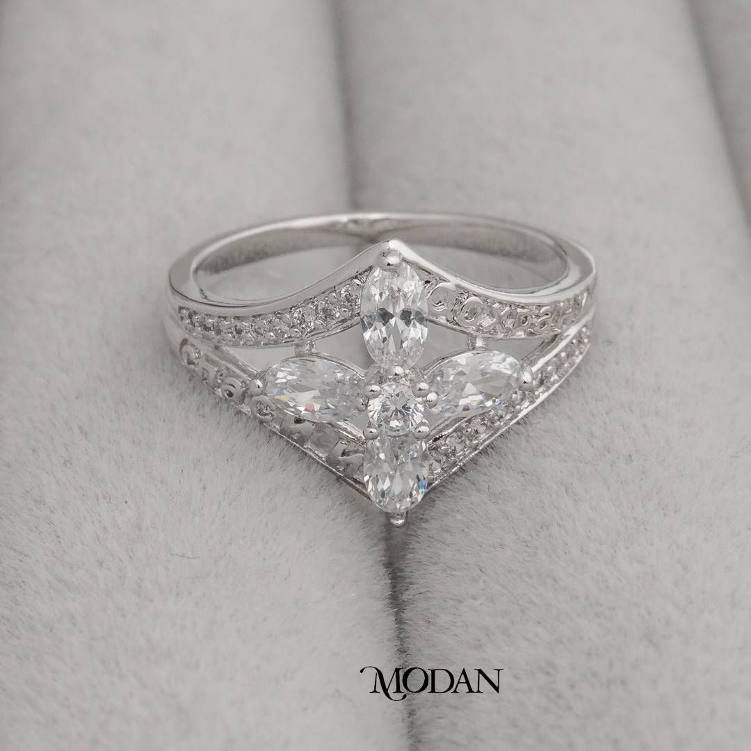 Starlight Marquise Lattice Ring Cincin Kisi-Kisi Marquise Chaya Bintang Hypoallergenic Gold Plated