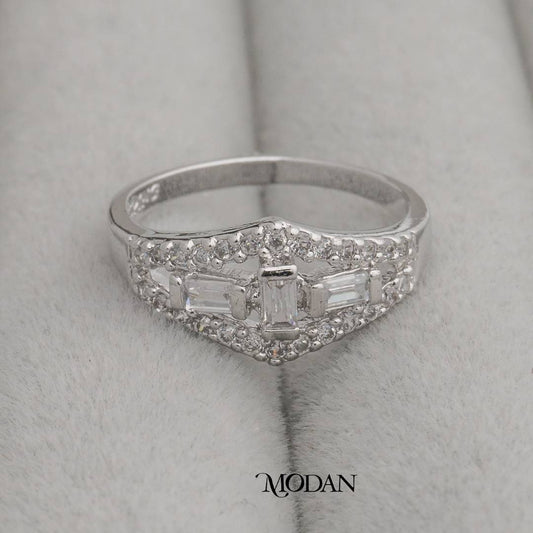 Baguette Chevron Ring Cincin V (Chevron) Baguette Hypoallergenic Gold Plated
