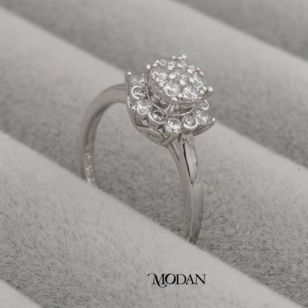 Floral Cluster Ring Cincin Kluster Bentuk Bunga Hypoallergenic Gold Plated