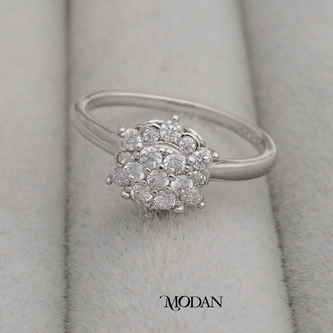 Floral Cluster Ring Cincin Kluster Bentuk Bunga Hypoallergenic Gold Plated
