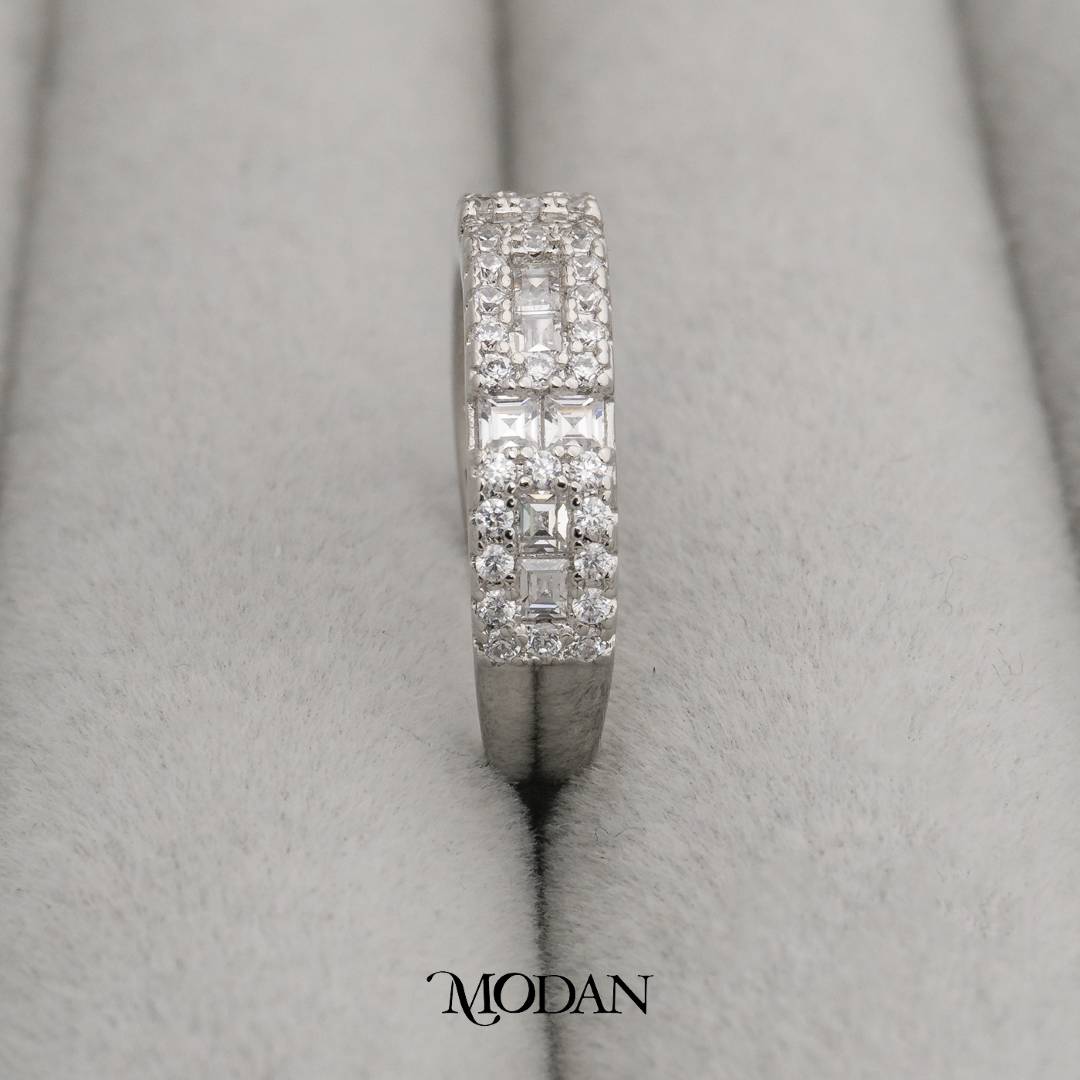 Sparkling Twing Row Ring Cincin Dua Baris Mewah Hypoallergenic Gold Plated