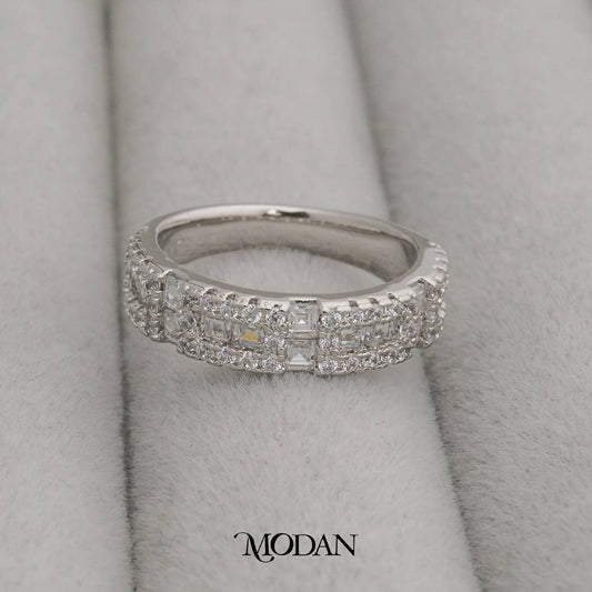 Sparkling Twing Row Ring Cincin Dua Baris Mewah Hypoallergenic Gold Plated