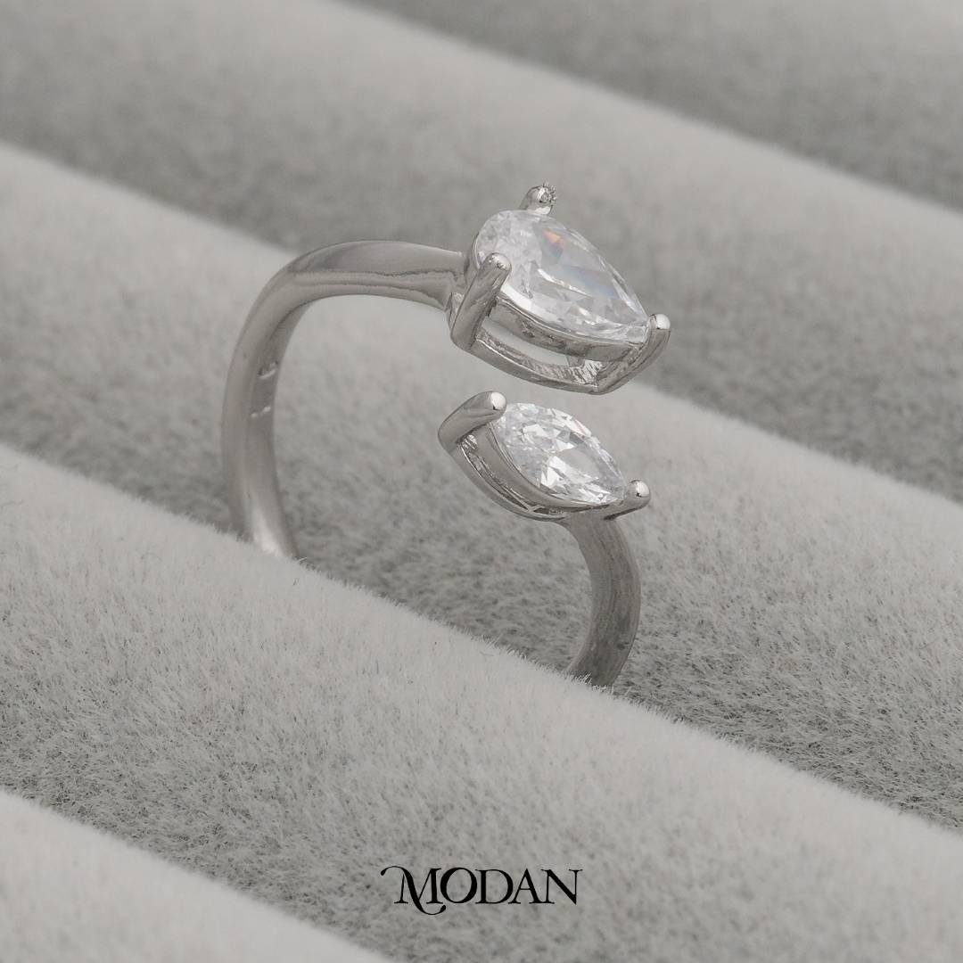 Simple Leaf And Tear Ring Cincin Model Daun & Air Mata Simple Hypoallergenic Gold Plated