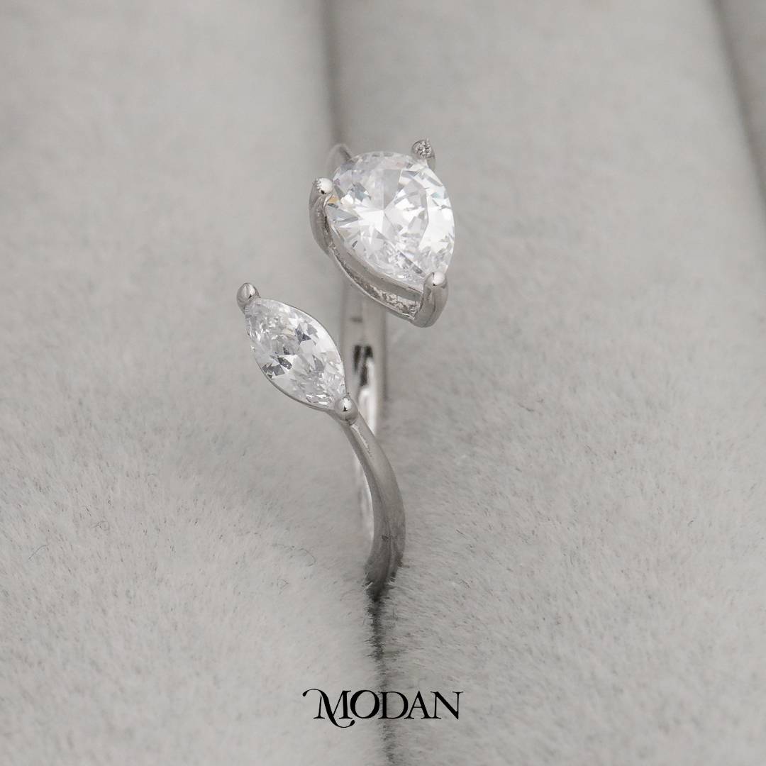 Simple Leaf And Tear Ring Cincin Model Daun & Air Mata Simple Hypoallergenic Gold Plated