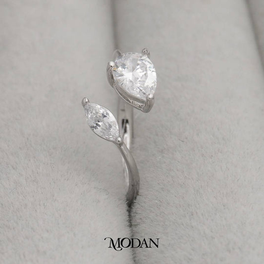 Simple Leaf And Tear Ring Cincin Model Daun & Air Mata Simple Hypoallergenic Gold Plated