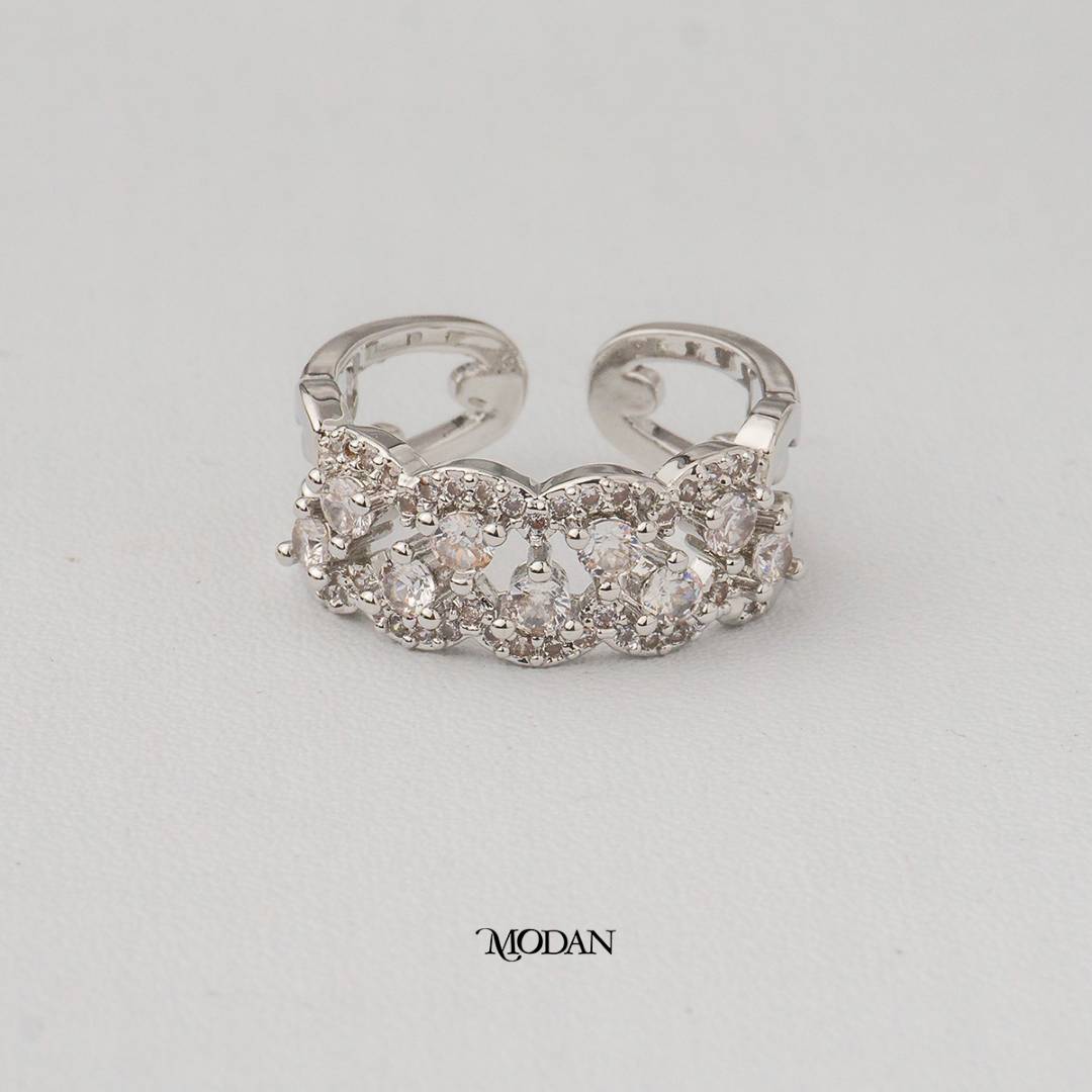 Braided Pave Wave Band Adjustable Ring Cincin Motif Jalin Gelombang Hypoallergenic Gold Plated