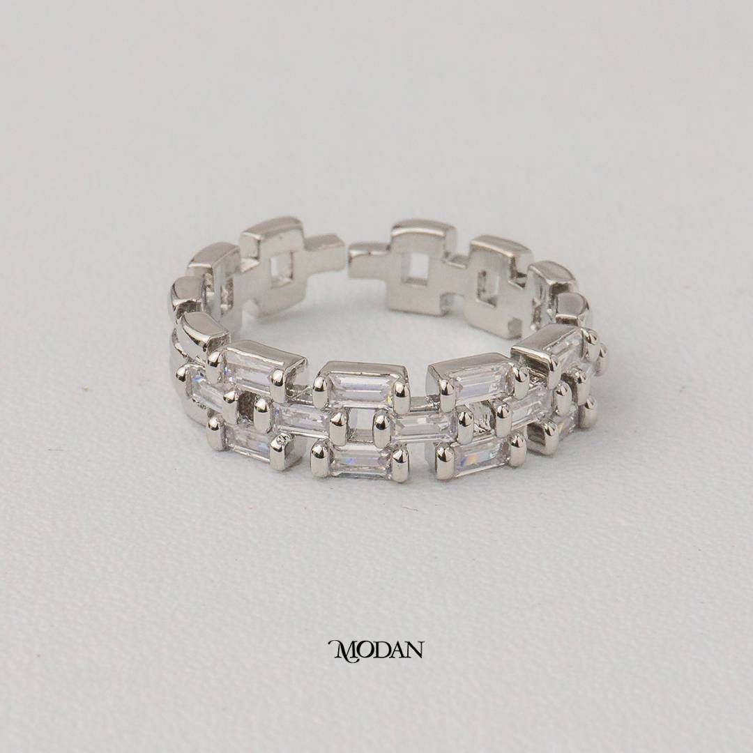 Baguette Brick Adjustable Ring Cincin Susunan Baguette Hypoallergenic Gold Plated
