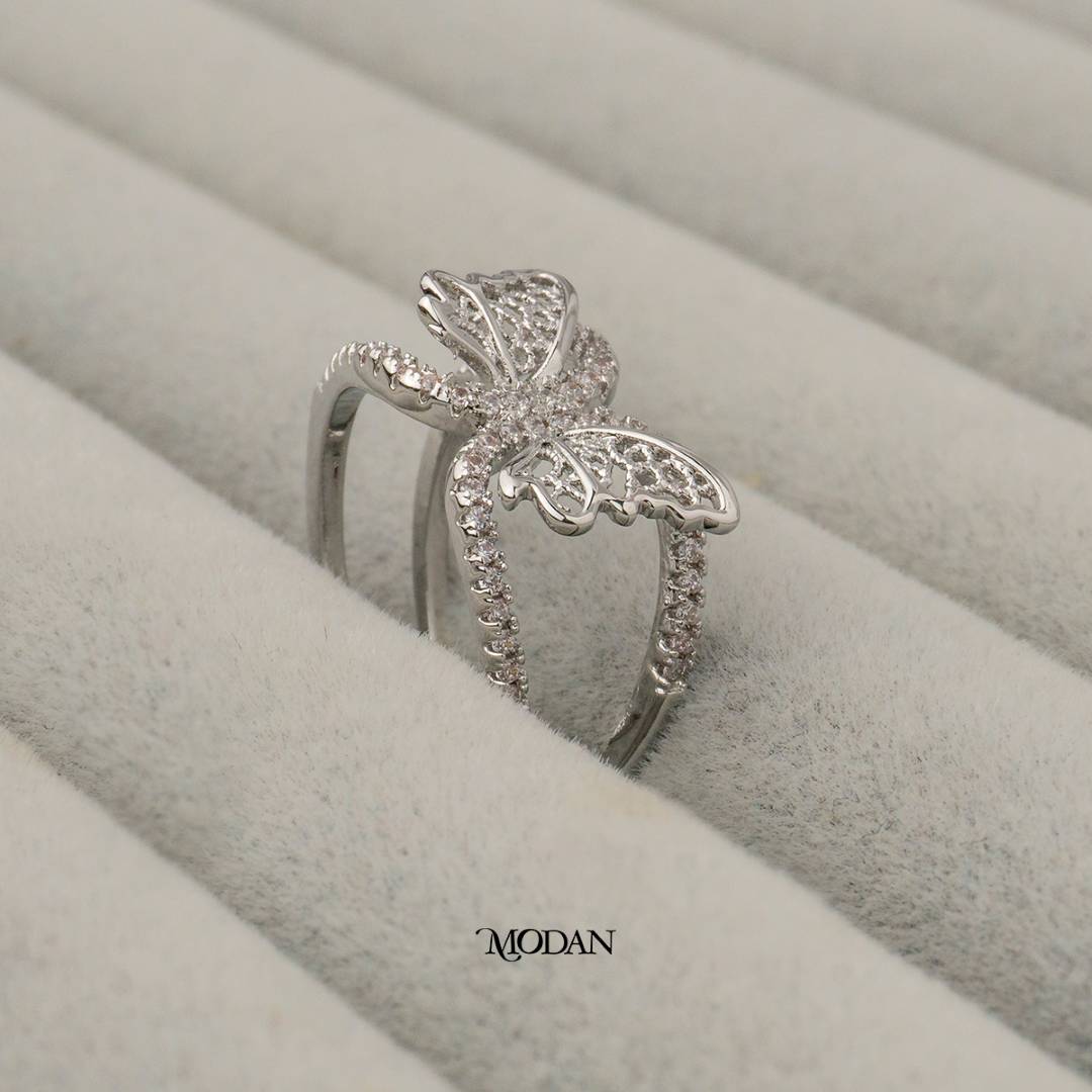 Filigree Butterfly Bypass Adjustable Ring Cincin Kupu-Kupu Statement Hypoallergenic Gold Plated