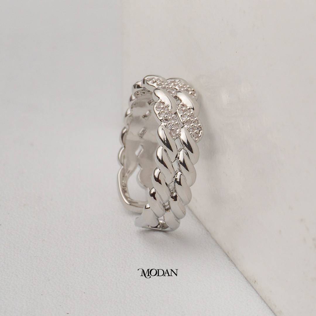 Twisted Rope Textured Adjustable Ring Cincin Motif Jalin Tali Hypoallergenic Gold Plated