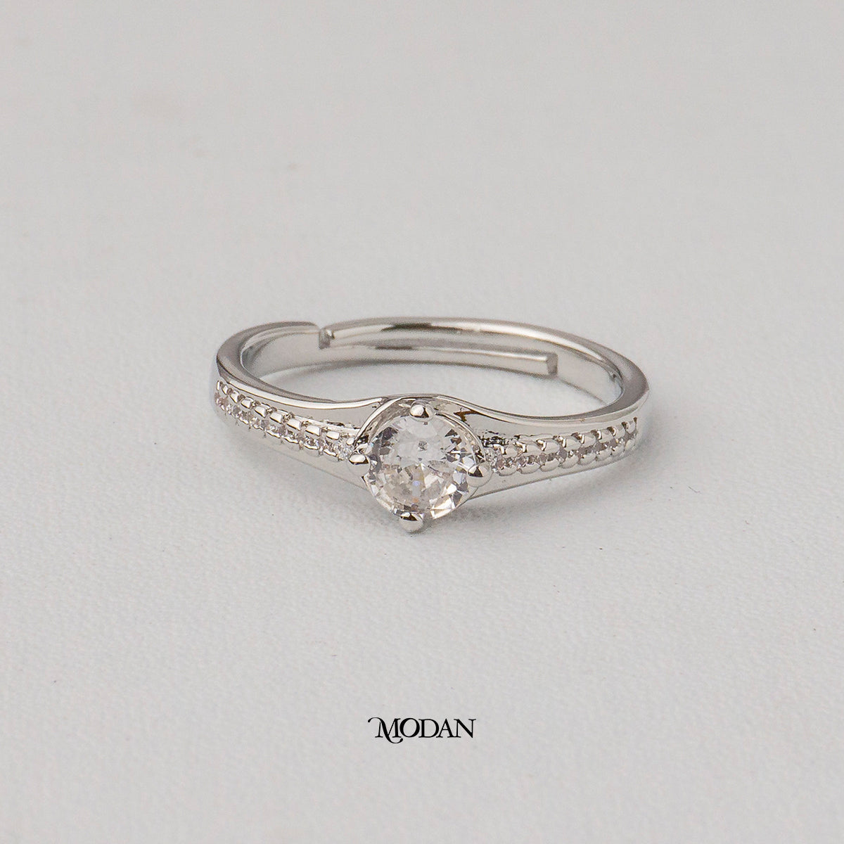 Split Shank Solitaire Adjustable Ring Cincin Solitaire Rangka Belah Hypoallergenic Gold Plated