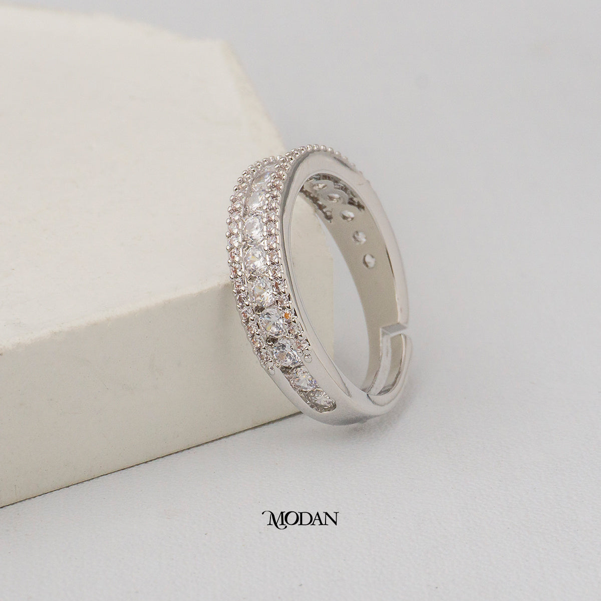 Vintage Brodered Band Adjustable Ring Cincin Bingkai Klasik Hypoallergenic Gold Plated