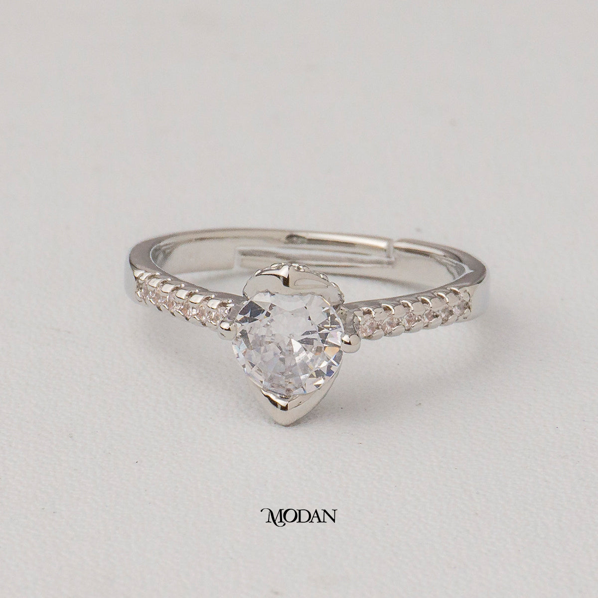 Marquise Shaped Floral Lotus Solitaire Adjustable Ring Cincin Solitaire Kelopak Teratai Hypoallergenic Gold Plated