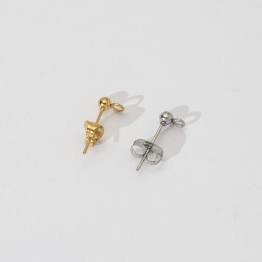 (10pcs) (3mm) Plain Round Half Stud Earrings DIY Anting Tusuk Setengah Jadi Bulat Polos Hypoallergenic Stainless Steel
