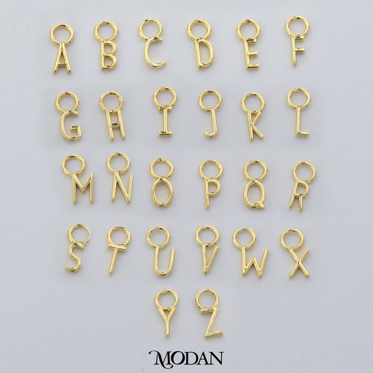Mini Plain Thin Alphabet Initial A-Z DIY Charm Liontin Kalung Gelang Huruf Nama Hypoallergenic Gold Filled