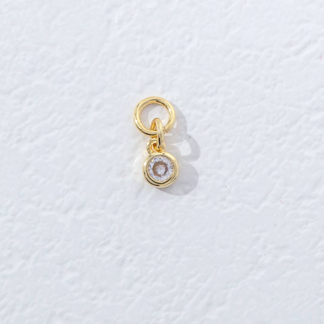 Mini Colorful Plain Round Birthstone Charm DIY Charm Liontin Kalung Bulat Polos Kecil Bulan Lahir Warna-Warni Hypoallergenic Gold Filled