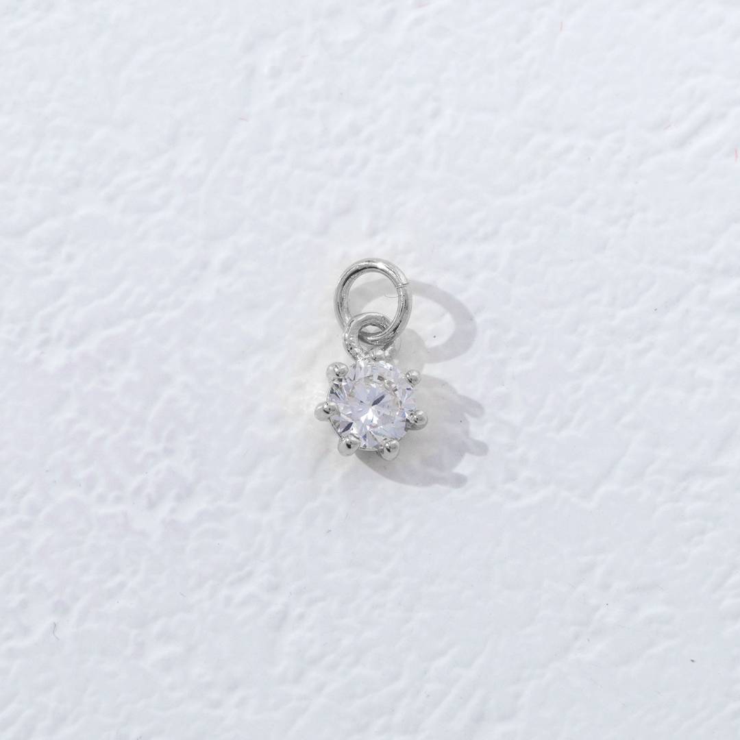 Mini Colorful Round Birthstone Charm DIY Charm Liontin Kalung Bulat 6 Sisi Bulan Lahir Warna-Warni Hypoallergenic Gold Filled