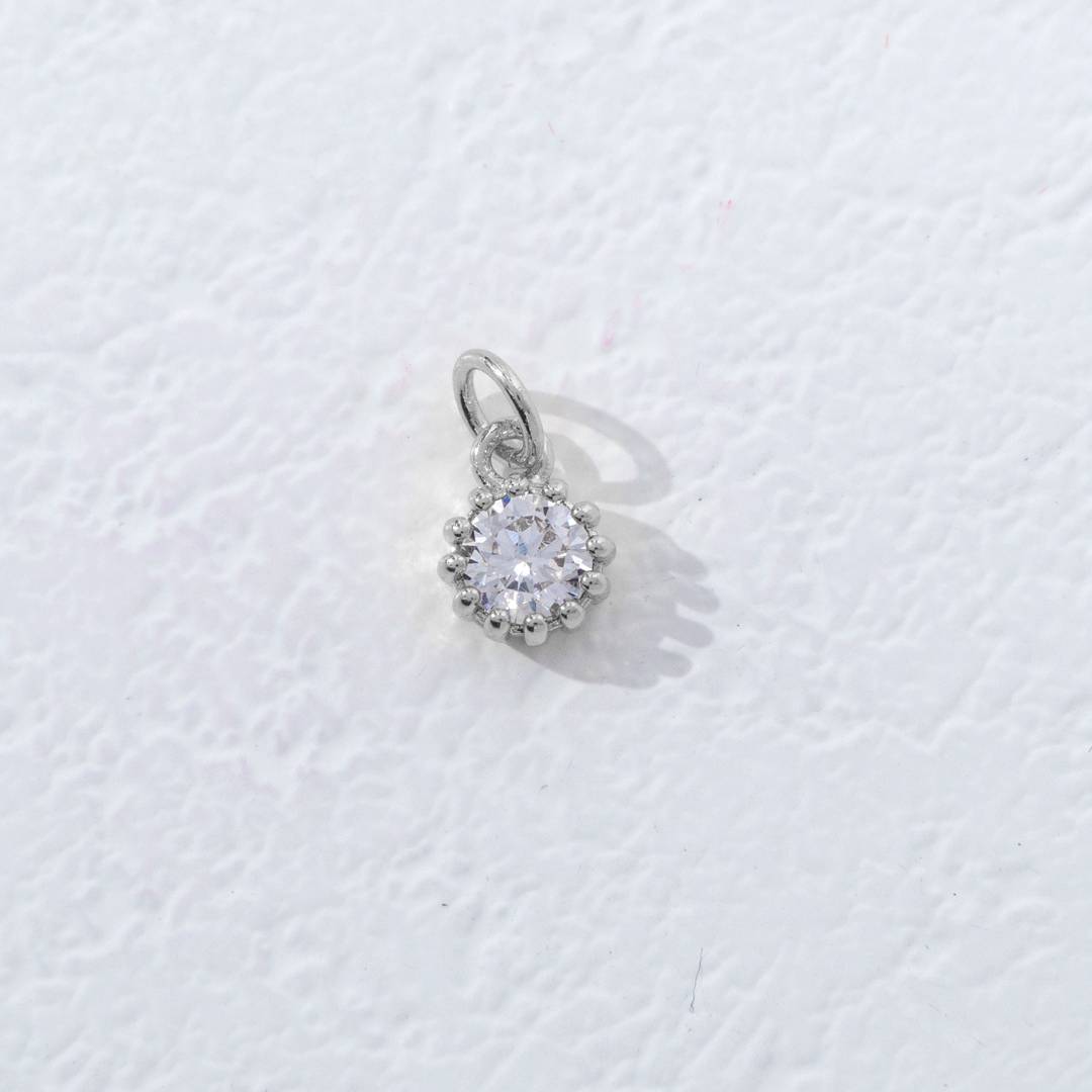 Mini Colorful Birthstone Charm DIY Charm Liontin Kalung Bulan Lahir Bulat 12 Sisi Hypoallergenic Gold Filled