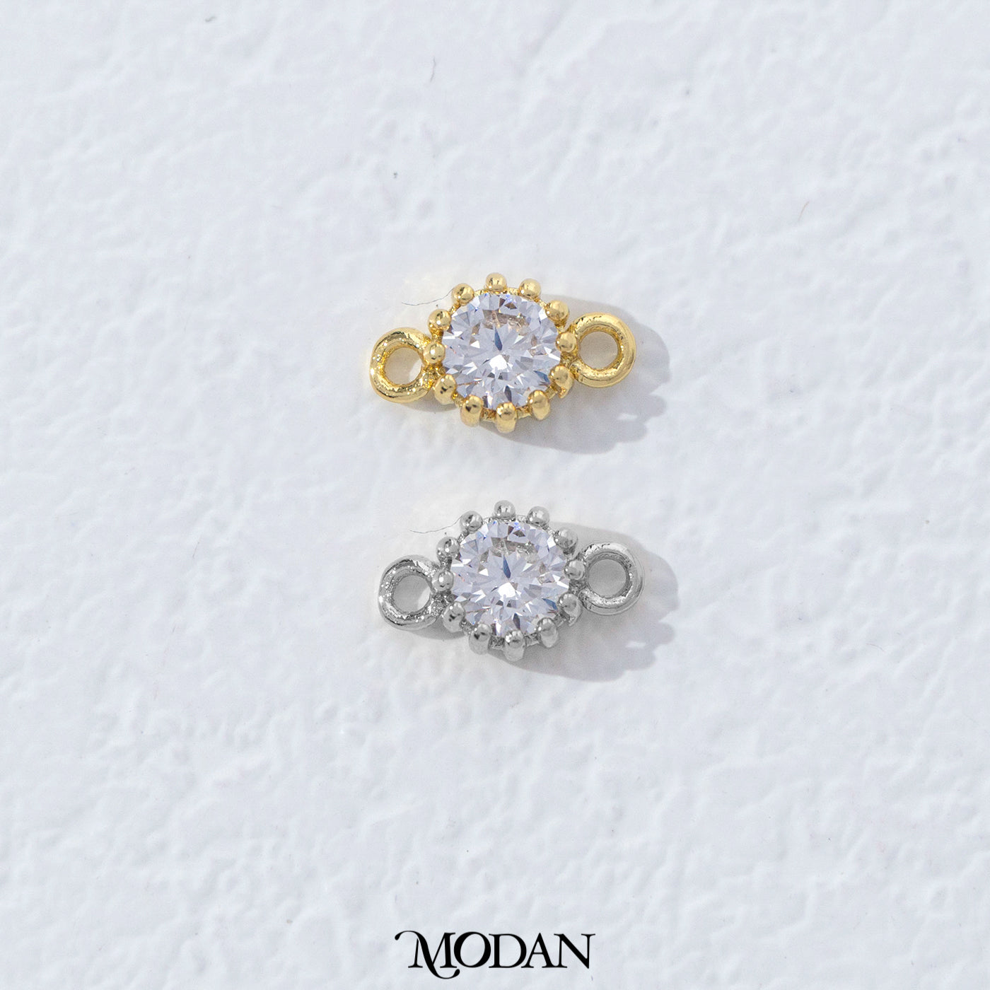 Mini Textured Birthstone DIY Connector Liontin Bulan Lahir Warna-Warni Hypoallergenic Gold Filled