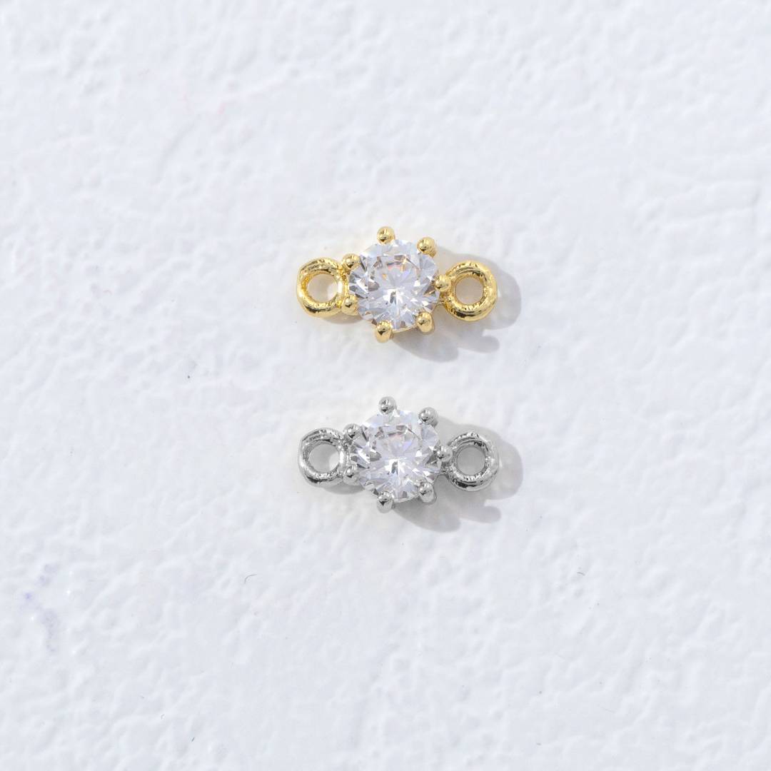 Colorful Round Birthstone DIY Connector Liontin Bulan Lahir Warna-Warni Hypoallergenic Gold Filled