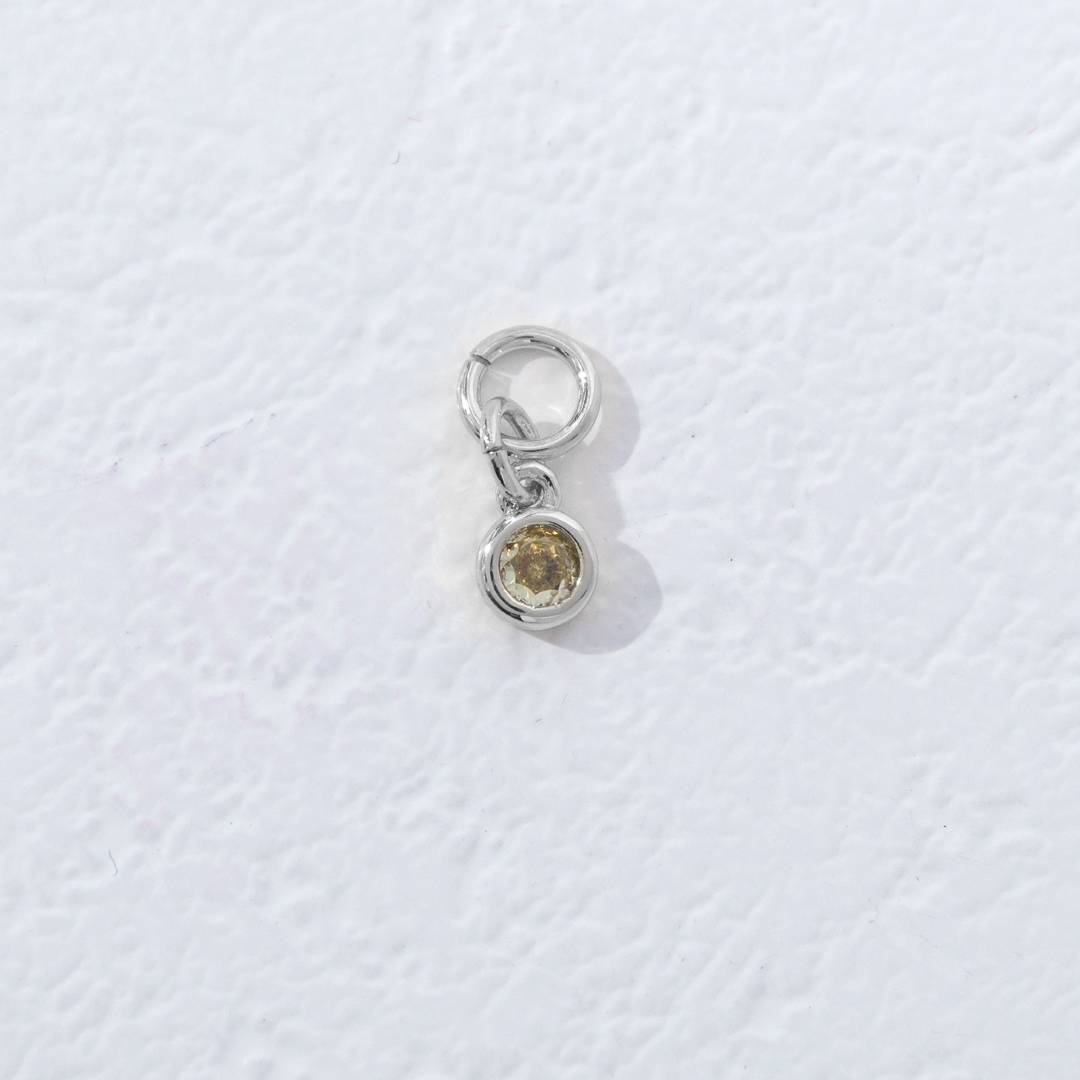 Mini Colorful Plain Round Birthstone Charm DIY Charm Liontin Kalung Bulat Polos Kecil Bulan Lahir Warna-Warni Hypoallergenic Gold Filled