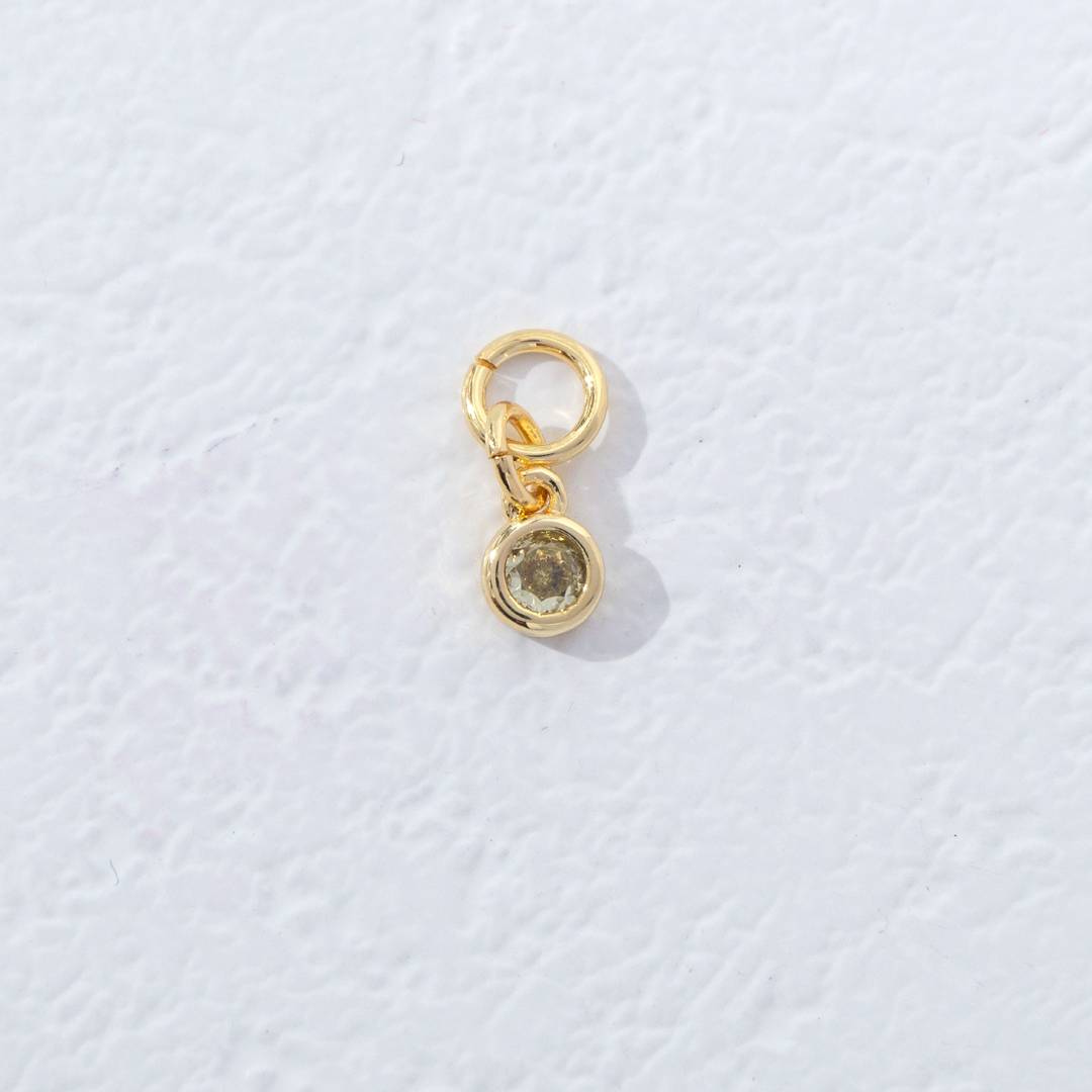 Mini Colorful Plain Round Birthstone Charm DIY Charm Liontin Kalung Bulat Polos Kecil Bulan Lahir Warna-Warni Hypoallergenic Gold Filled