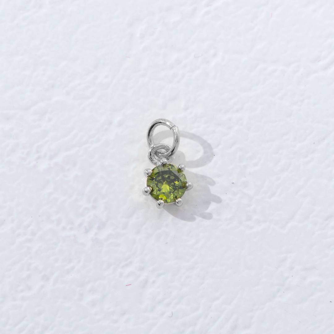 Mini Colorful Round Birthstone Charm DIY Charm Liontin Kalung Bulat 6 Sisi Bulan Lahir Warna-Warni Hypoallergenic Gold Filled