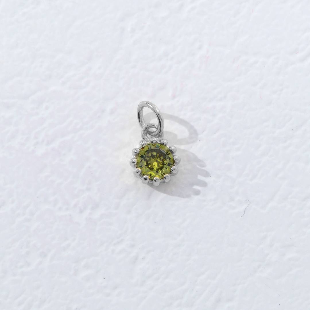 Mini Colorful Birthstone Charm DIY Charm Liontin Kalung Bulan Lahir Bulat 12 Sisi Hypoallergenic Gold Filled