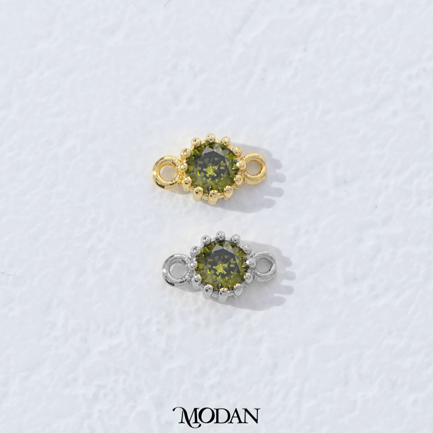 Mini Textured Birthstone DIY Connector Liontin Bulan Lahir Warna-Warni Hypoallergenic Gold Filled