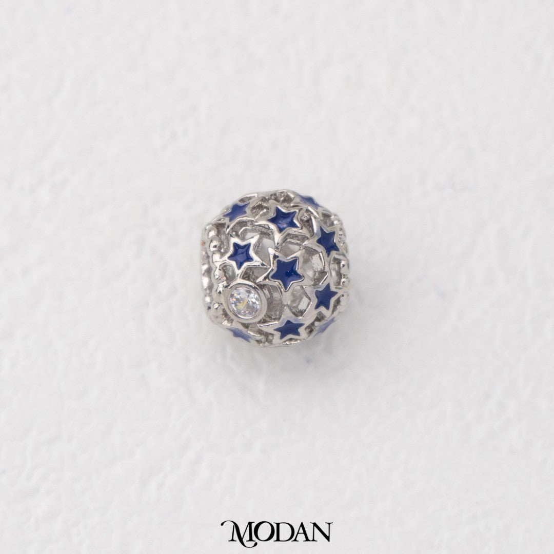 Round Blue Star Bead Liontin Manik Bulat Bintang Biru Hypoallergenic Gold Filled